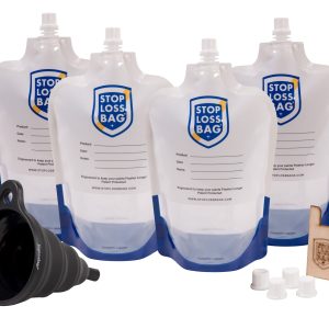 Bundle #1: 4-pack of StopLossBags®, Funnel, 4 extra caps and filler clip